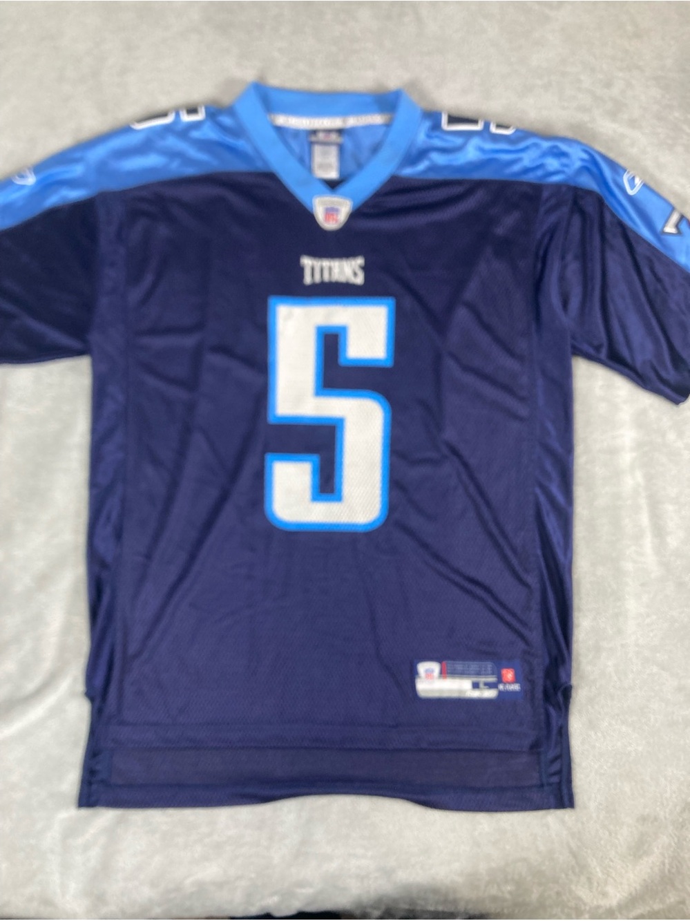 Vintage Tennessee Titans Reebok Jersey #5 Kerry Collins Size L Blue NFL